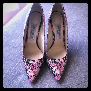 Jimmy Choo Pink sparkly pumps size 38 1/2